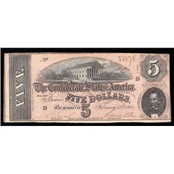 1864 $5 The Confederate States of America Note