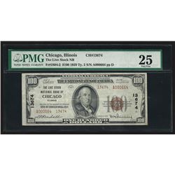 1929 $100 National Bank Chicago Note Charter # 13674 PMG VF25