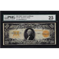 1922 $20 Large Size Gold Certificate Note PMG VF25