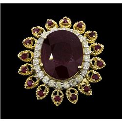 14KT Yellow Gold 14.25ctw Ruby and Diamond Ring