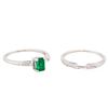 Image 1 : 14KT White Gold .50ct Emerald and Diamond Wedding Ring Set