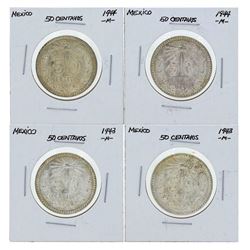 Lot of (4) 1943-1944M Mexico 50 Centavos Coins