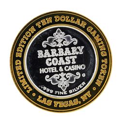.999 Silver Barbary Coast Las Vegas, Nevada $10 Casino Limted Edition Gaming Tok