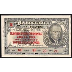 June 27 1936 Democratic National Convention Philadelphia Ticket