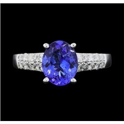 14KT White Gold 2.30ct GIA Certified Tanzanite and Diamond Ring