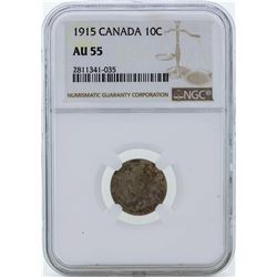 1915 Canada 10 Cent Coin NGC AU55