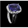 Image 4 : Platinum 8.95ct GIA Certified Tanzanite and Diamond Ring