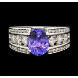 14KT White Gold 2.55ct Tanzanite and Diamond Ring