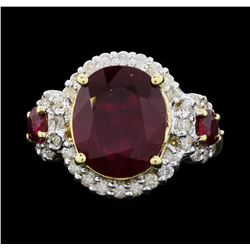 14KT Yellow Gold 7.58ct Ruby and Diamond Ring