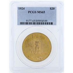 1924 $20 St. Gaudens Double Eagle Gold Coin PCGS MS65