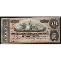 1864 $20 The Confederate States of America Note