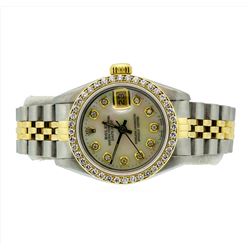 Rolex Ladies Two Tone 18KT Gold 1.00ctw Diamond Datejust Wristwatch