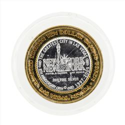 .999 Silver New York New York $10 Casino Gaming Token Limited Edition