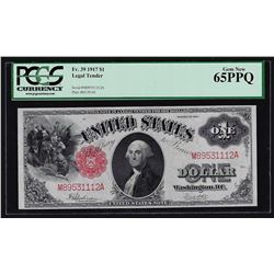 1917 $1 Legal Tender Note PCGS Gem New 65PPQ