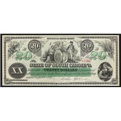 1872 $20 State of South Carolina Revenue Bond Scrip Note