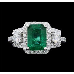 Platinum 2.34ct Emerald and Diamond Ring
