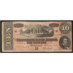 1864 $10 The Confederate States of America Note