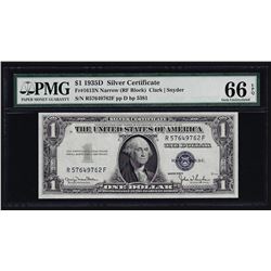 1935D $1 Silver Certificate Note Narrow PMG Gem Uncirculated 66EPQ