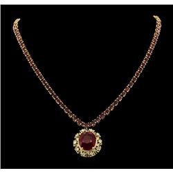 14KT Yellow Gold 43.79ctw Ruby and Diamond Necklace