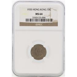 1935 Hong Kong 10 Cent Coin NGC MS64