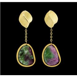 14KT Yellow Gold Faceted Multi-Color Quartz Earrings