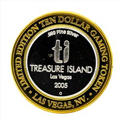 .999 Silver Treasure Island $10 Casino Gaming Token Limited Edition