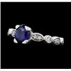 Image 2 : 14KT White Gold 0.75ct Blue Sapphire and Diamond Ring