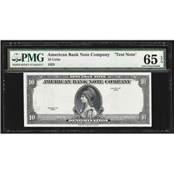 1929 American Bank Note Company Test Note 10 Units PMG Gem Uncirculated 65EPQ