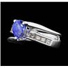 Image 2 : 14KT White Gold 1.78ct. Blue Sapphire and Diamond Ring