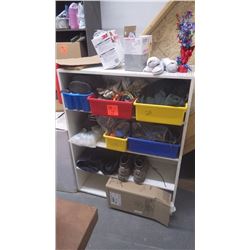 Shelving w/contents (coveralls, gloves, knee pads and miscellaneous items