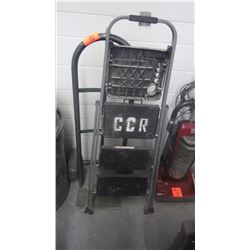 Rubber tired hand cart and step ladder