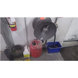 Garden hose and reel and miscellaneous de-ice, etc.