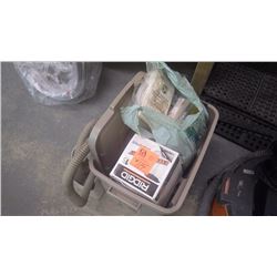 Plastic tub of miscellaneous Rigid attachments and filters