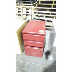 3 drawer burgandy cabinet