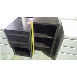 2 shelf cabinet with small black file cabinet
