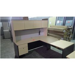 L-shaped desk with hutch