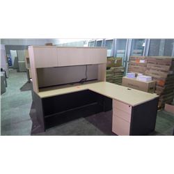 L-shaped desk with hutch