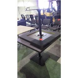 2 wood grain top centre pedestal tables