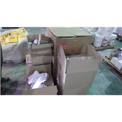 Pallet of new light fixtures and bulbs