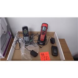 Uniden cordless phone set, main unit is water proof, and one samsung cellular flip phone