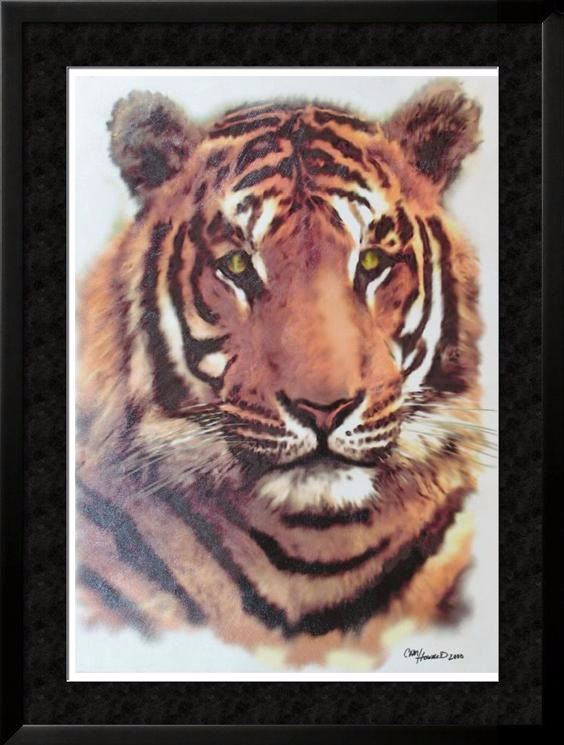 Tiger Face Original Acrylic Painting Signed Canvas Realism Wildlife