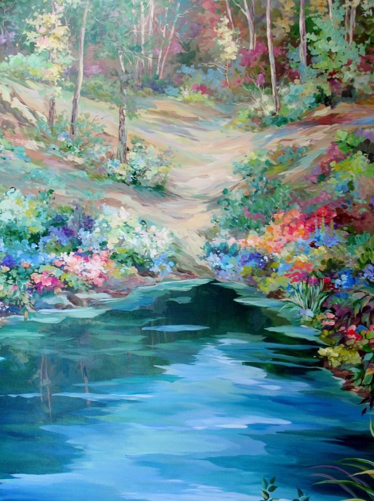Waterfall Landscape Original Acrylic Dealer Art Liquidates Museum