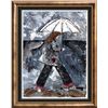 Image 4 : Chicago Windy City Girl with Umbrella Original Palette Heavy Texture Canvas