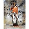 Image 2 : Cowgirl Heavy Textured Original Painting on Canvas Signed Janier Art Sale