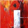 Image 5 : Bold Red Floral Canvas Large Original Signed Janier Dealer Sale