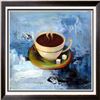 Image 4 : Coffee Cup Blue Textured Painting Abstract Realism Huge Sale Janier