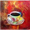 Image 2 : Bold Red Abstract Modern Art Coffee Brew Textured Original Art on Canvas