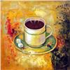 Image 2 : Bright Yellow Coffee Cup Modern Textured Painting on Canvas Janier