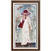 Image 1 : Beach Day Girl with Red Hat Signed Original Painting Janier Canvas