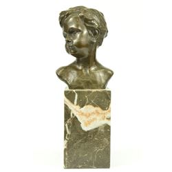 Boy Portrait Bust Elegant bronze Sculpture on marble base (10"X4")